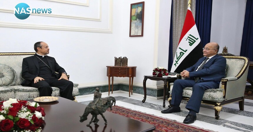 برهم صالح لسفير الفاتيكان جهود البابا داعمة لأمن واستقرار العراق