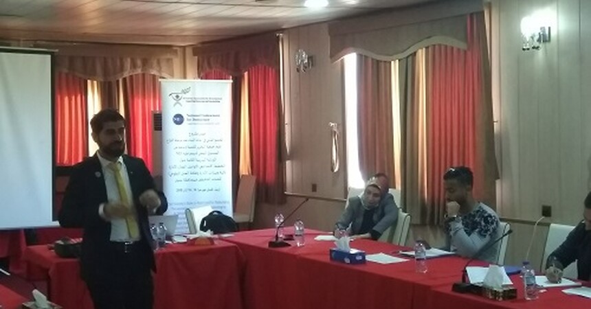•	عضو الهيئة العامة لمنظمة حمورابي لحقوق الانسان المهندس لؤي كمال اوراها يشارك في ورشة تدريبية عن التخطيط والقيادة والمبادرات المجتمعية